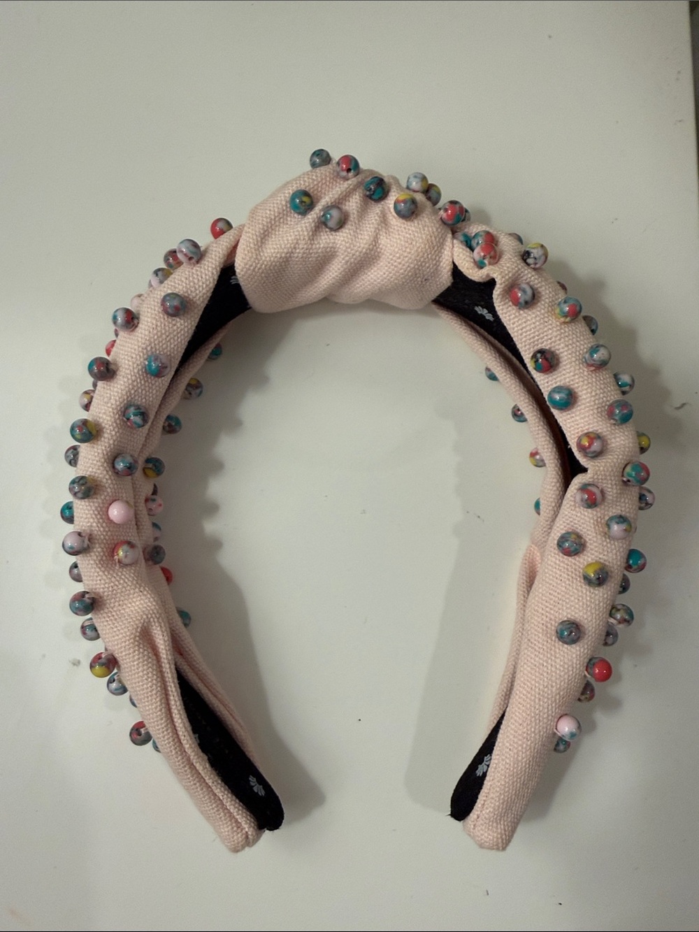 Lele Sadoughi Pink Beaded Knotted Headband